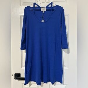 NWT blue Hayden LA cutout dress sz small coverup 3/4 sleeve